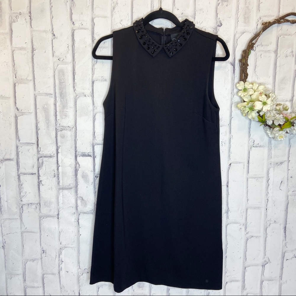Cynthia Rowley Black Sleeveless Beaded Collar Dres